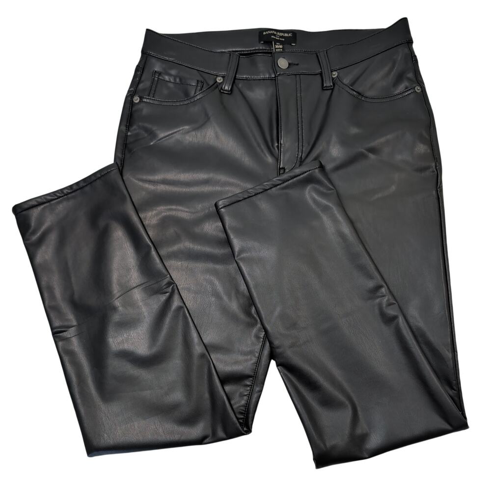 Banana Republic Pleather High Rise Slim Pants, Size 10 Tall